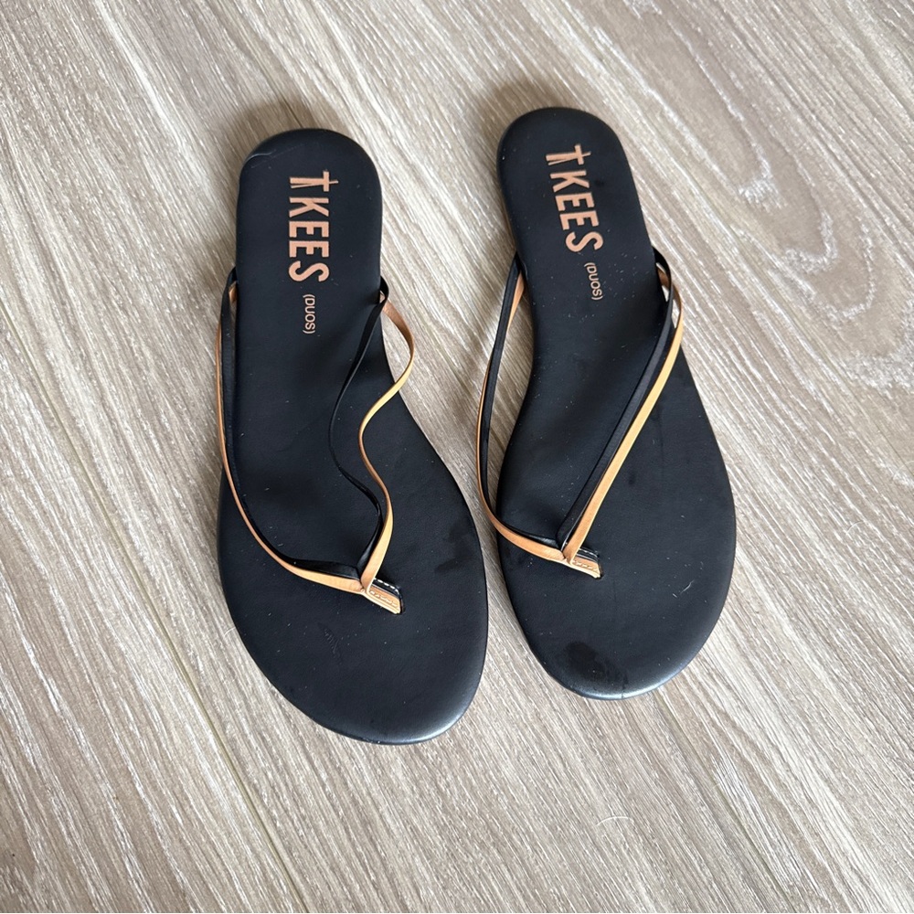 TKEES Duo Black Leather Thong Sandals size 8 nwot - Picture 4 of 5